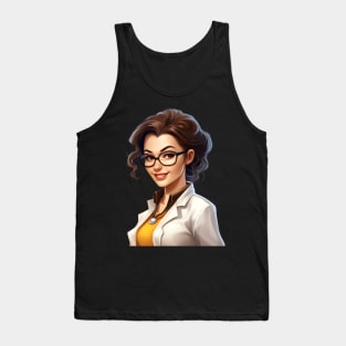 Cartoon Style Portrait - Woman Doctor/Scientist/Lab Worker Tank Top